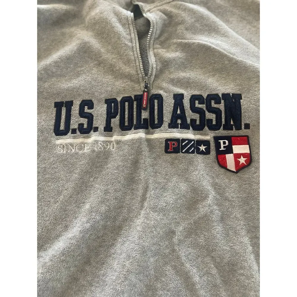 US Polo Assn XL 1/4‎ Zip Gray Fleece Pullover - Picture 10 of 13
